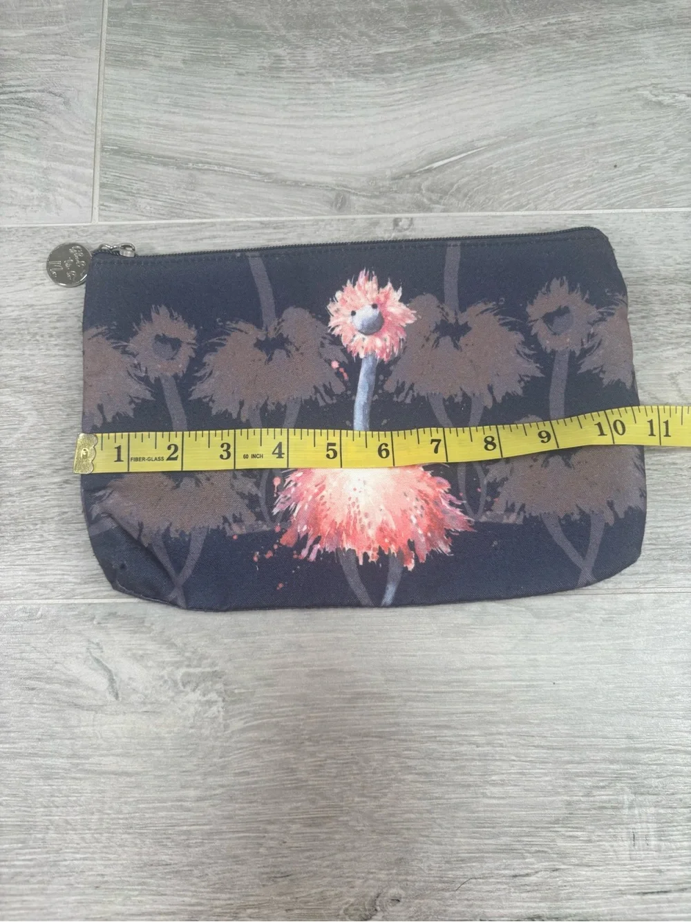 Rare Jellycat Glad To Be Me Pink Ostrich Cosmetic Makeup Bag Pouch Navy